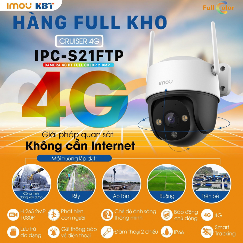 Camera Wifi PT Full Color 2MP iMOU IPC-S21FTP kết nối 4G