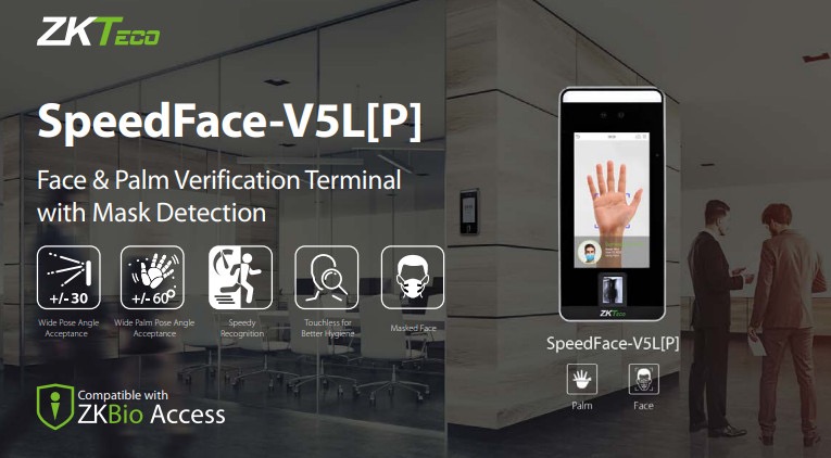 Máy chấm công, kiểm soát cửa ra vào nhận dạng không mặt ZKTeco SpeedFace M3