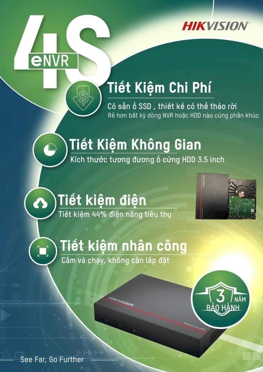 Đầu Thu eNVR DS-E04NI-Q1 4 Kênh eSSD 1TB HIKVISION