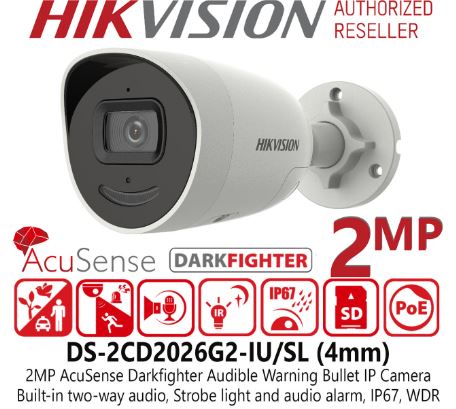 CAMERA IP ACUSENSE THÂN TRỤ 2MP HIKVISION DS-2CD2026G2-IU/SL